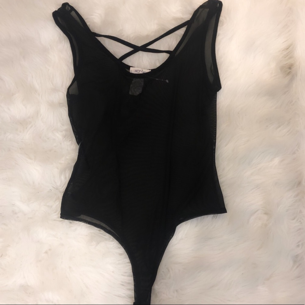 Black sheer thong style body suit